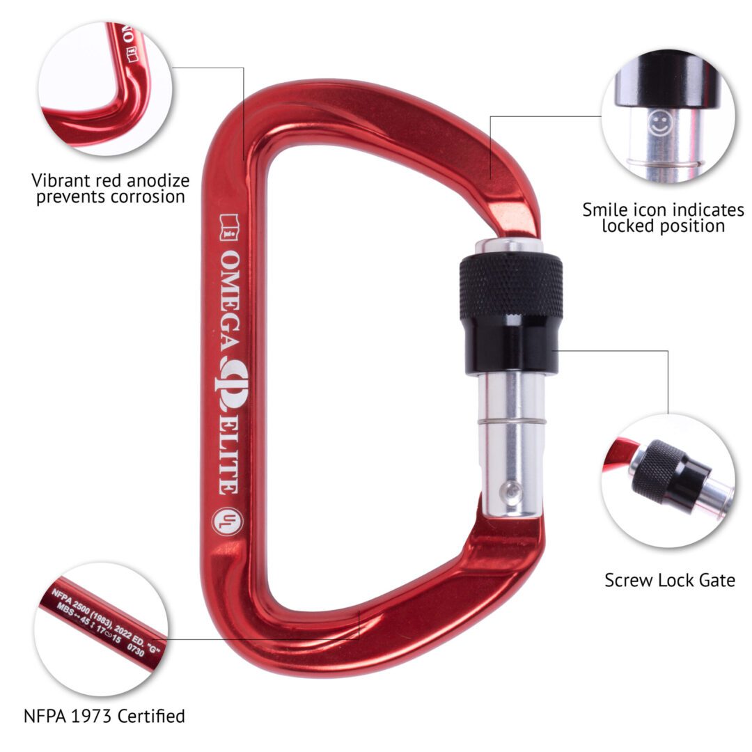Omega Pacific Elite Screw-Lok NFPA Carabiner – Red