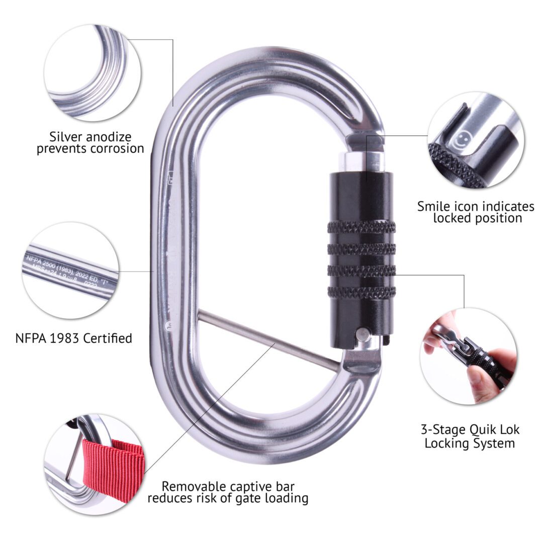 Omega Pacific Raider Aluminum 3-Stage Quik-Lok W/Captive Eye NFPA Carabiner – Gunmetal