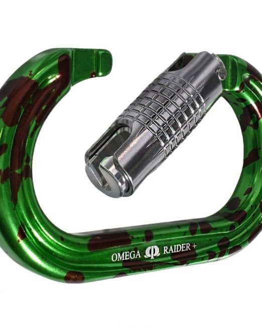 Omega Pacific Raider+ Aluminum 3-Stage Quik-Lok Carabiner - Radioactive