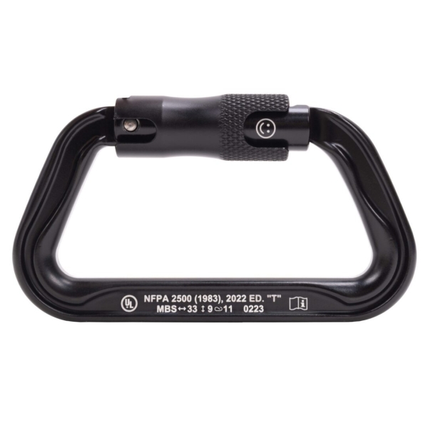 Omega Pacific Standard D Aluminum 3-Stage Quik-Lok NFPA Carabiner - Black