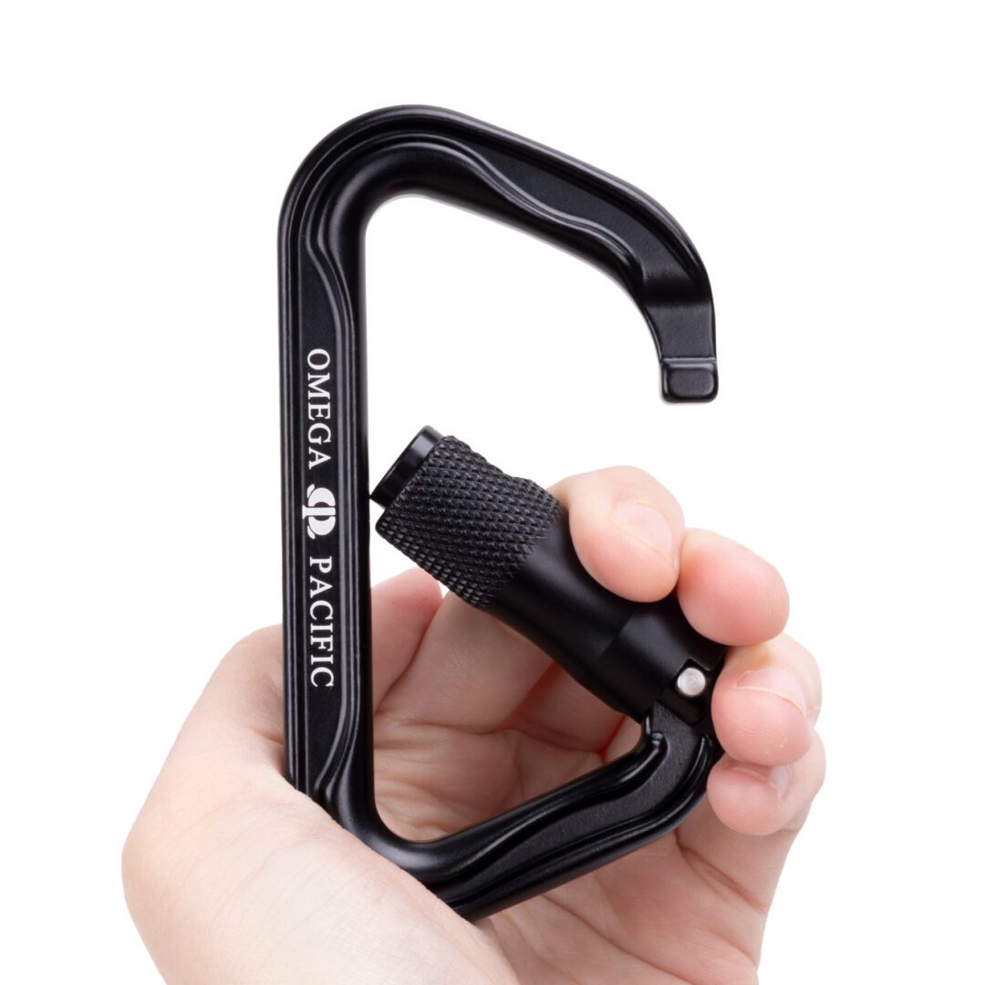 Omega Pacific Standard D Aluminum 3-Stage Quik-Lok NFPA Carabiner – Black