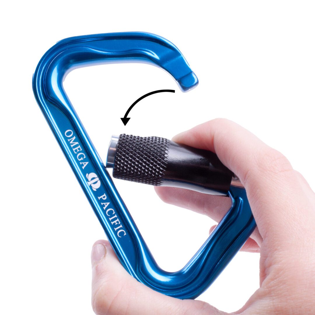 Omega Pacific Standard D Aluminum 3-Stage Quik-Lok NFPA Carabiner – Blue