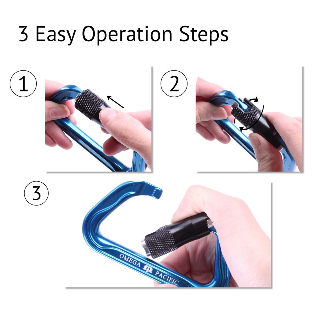 Custom Omega Pacific Standard D 3-Stage Quik-Lok Carabiner NFPA (Pack Of 5)