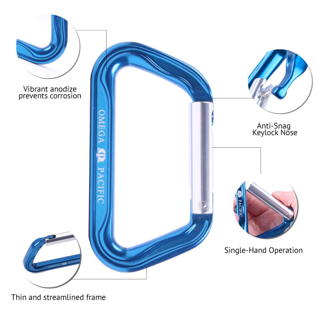 Omega Pacific Standard D Aluminum Straightgate Carabiner – Blue