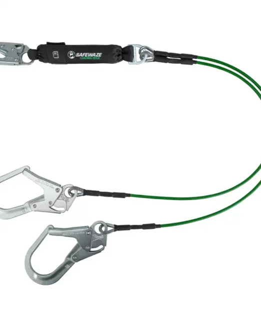 Safewaze Leading Edge 6′ Energy Absorbing Lanyard: Dual Leg, Rebar Hooks
