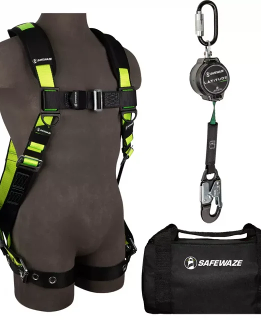 Safewaze PRO Bag Combo - Grommet Leg Harness & 7′ SRL Fall Protection Kit