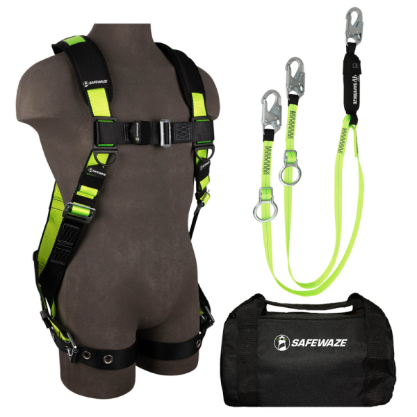 SAFEWAZE PRO Bag Combo - Harness & 6′ Lanyard Fall Protection Kit