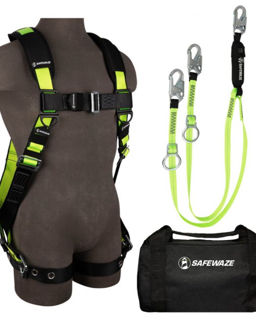 SAFEWAZE PRO Bag Combo - Harness & 6′ Lanyard Fall Protection Kit