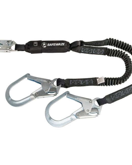 Safewaze PRO 6′ Stretch Energy Absorbing Lanyard: Dual Leg, Rebar Hooks