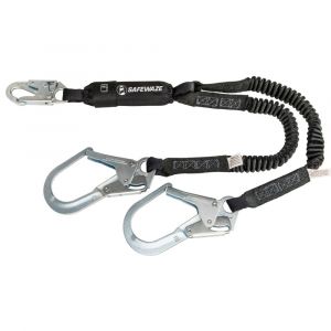 Safewaze PRO 6′ Stretch Energy Absorbing Lanyard: Dual Leg, Rebar Hooks