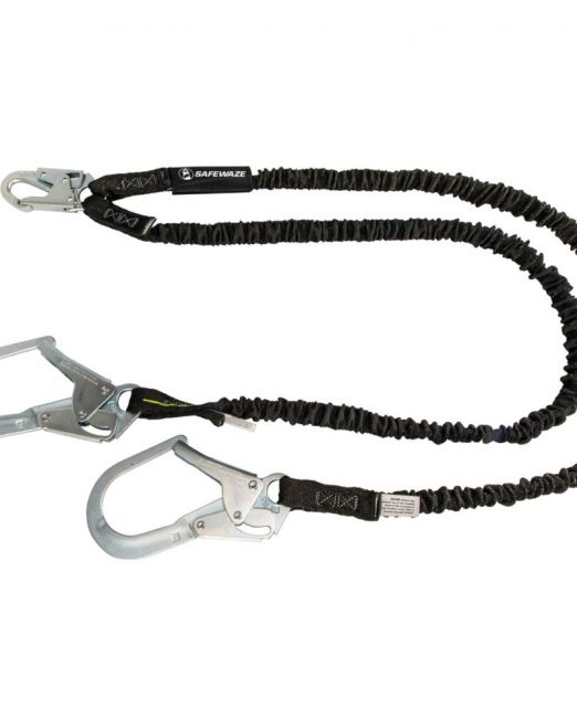 Safewaze PRO 6′ Internal Energy Absorbing Lanyard: Dual Leg, Rebar Hooks