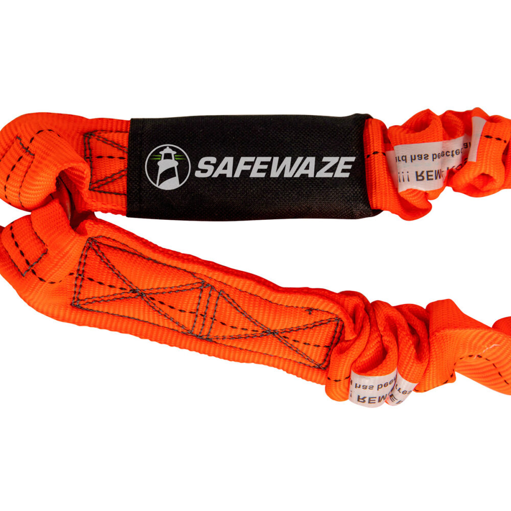 Safewaze VLINE 6’ Stretch Internal Energy Absorbing Lanyard: Dual Leg, Rebar Hooks