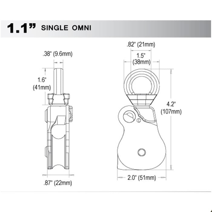 Rock Exotica Omni-Block 1.1″ Single Pulley