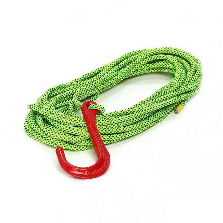 8mm Working at height safety rope emergency escape rope steel core nylon  rope double hook